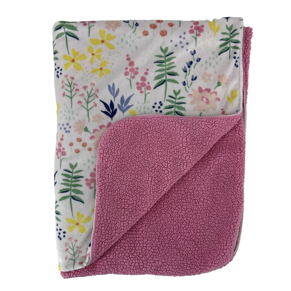 Cloud Island Target Wild Flower Floral Pink Sherpa Baby Blanket - Soft 30 x 40